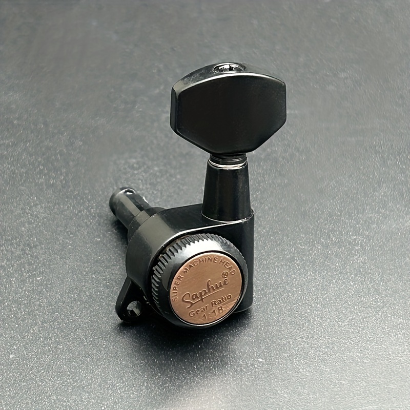 [SAPHUE Guitar Locking Tuners] 6pcs SAPHUE Guitar Locking Tuners - 1:18 Locking Ratio, Hexagonal Handle with Sealed Gear & Cast Housings in Black/Golden/Chrome for Electric/Acoustic Guitars (Includes Mounting Hardware)