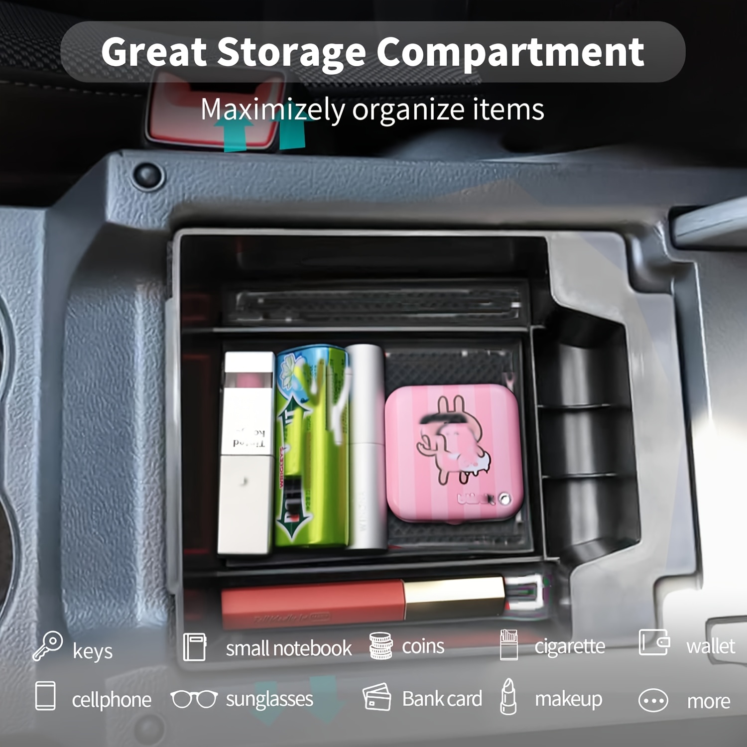 Image of For Seat Fr 2016-2023 2024 2025 Centre Console Armrest Storage Box Centre Armrest Organiser Tray, Multifunctional Glove Box Seat Accessories