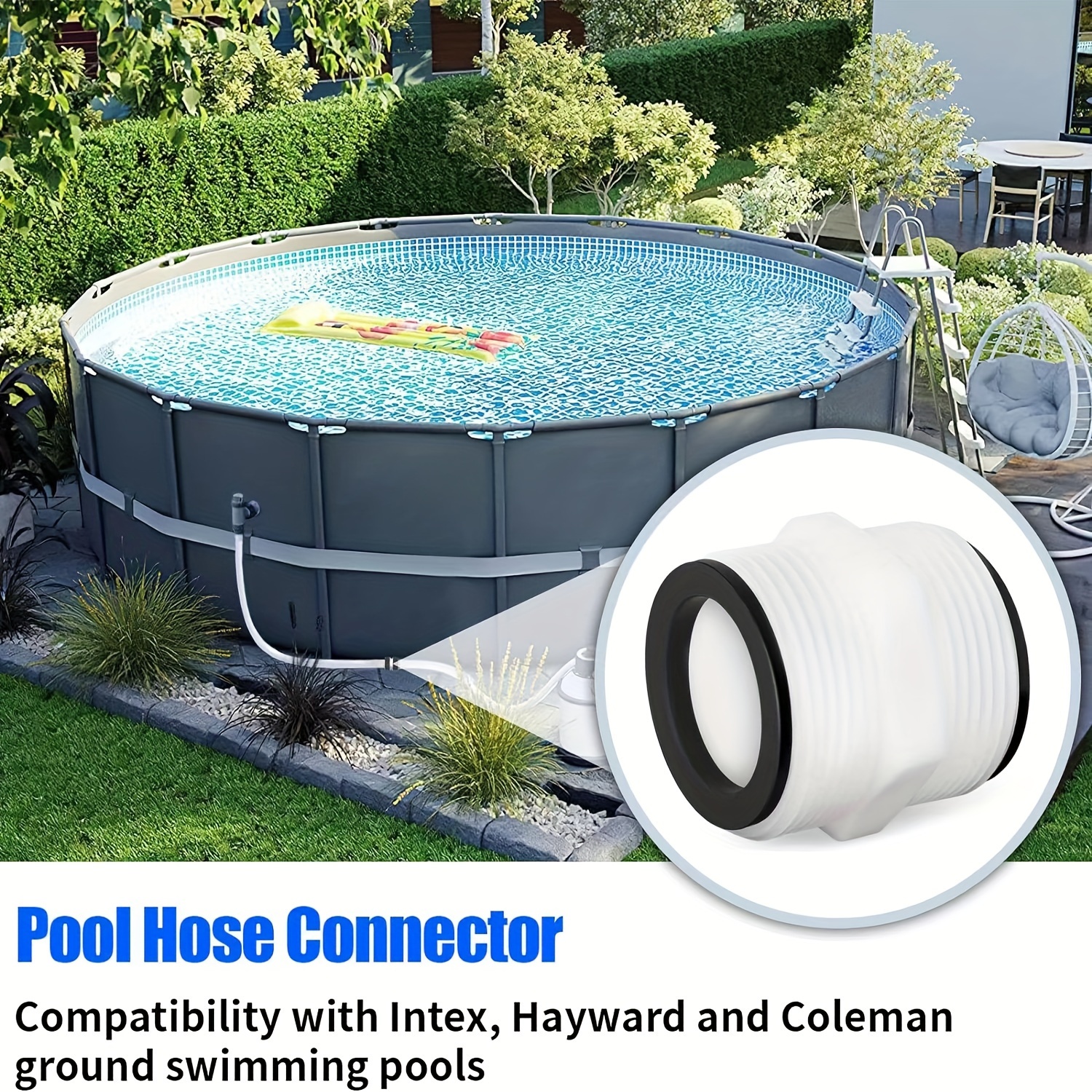 

1 Pack, Swimming Pool Hose Adapter, Compatible With , Coleman, 1.5-inch Connector With 2 Holes And Gaskets, Durable Pvc Construction, Easy Installation, Essential Pool Pump Accessory