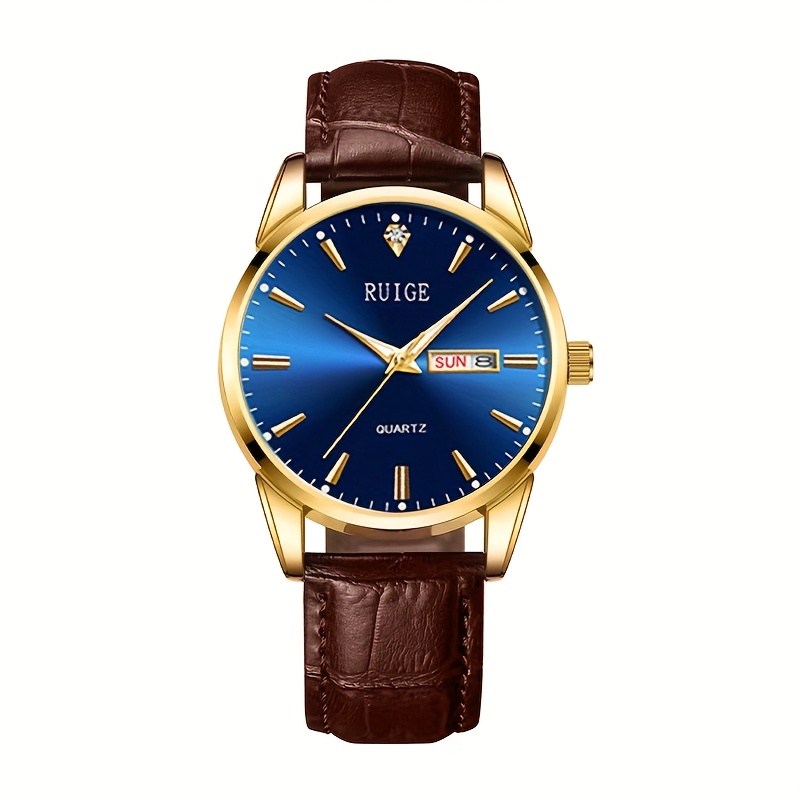 TEMU Ruige Men's Fashion Stainless Steel Quartz Watch With Calendar - Business And Leisure Style, Black Dial, Display, Perfect Gift For Father's Day