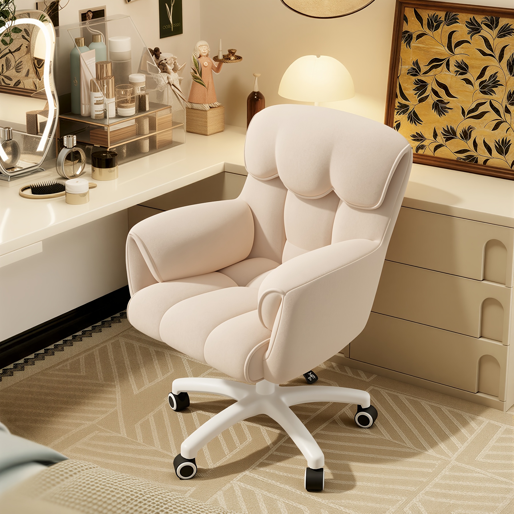 Rotating Office Chair, 360 ° Rotating Office Chair, Adjustable Height Ergonomic Home Computer Chair, With Wheels, Arm Support, And Backrest, Office Chair