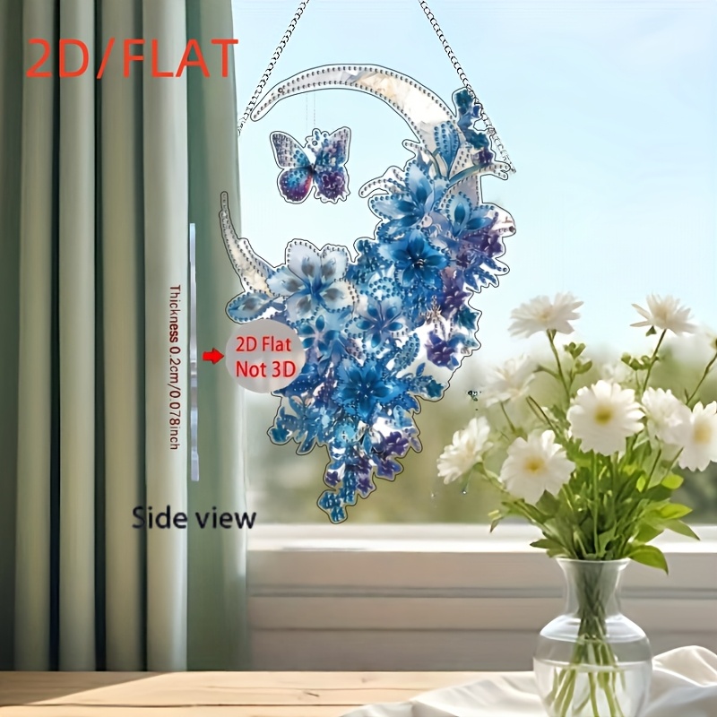Image of 2d Flat Printing Diamond Painting Handmade Kit Adult Hanging Ornament Garden Home Crystal Pendant Decor