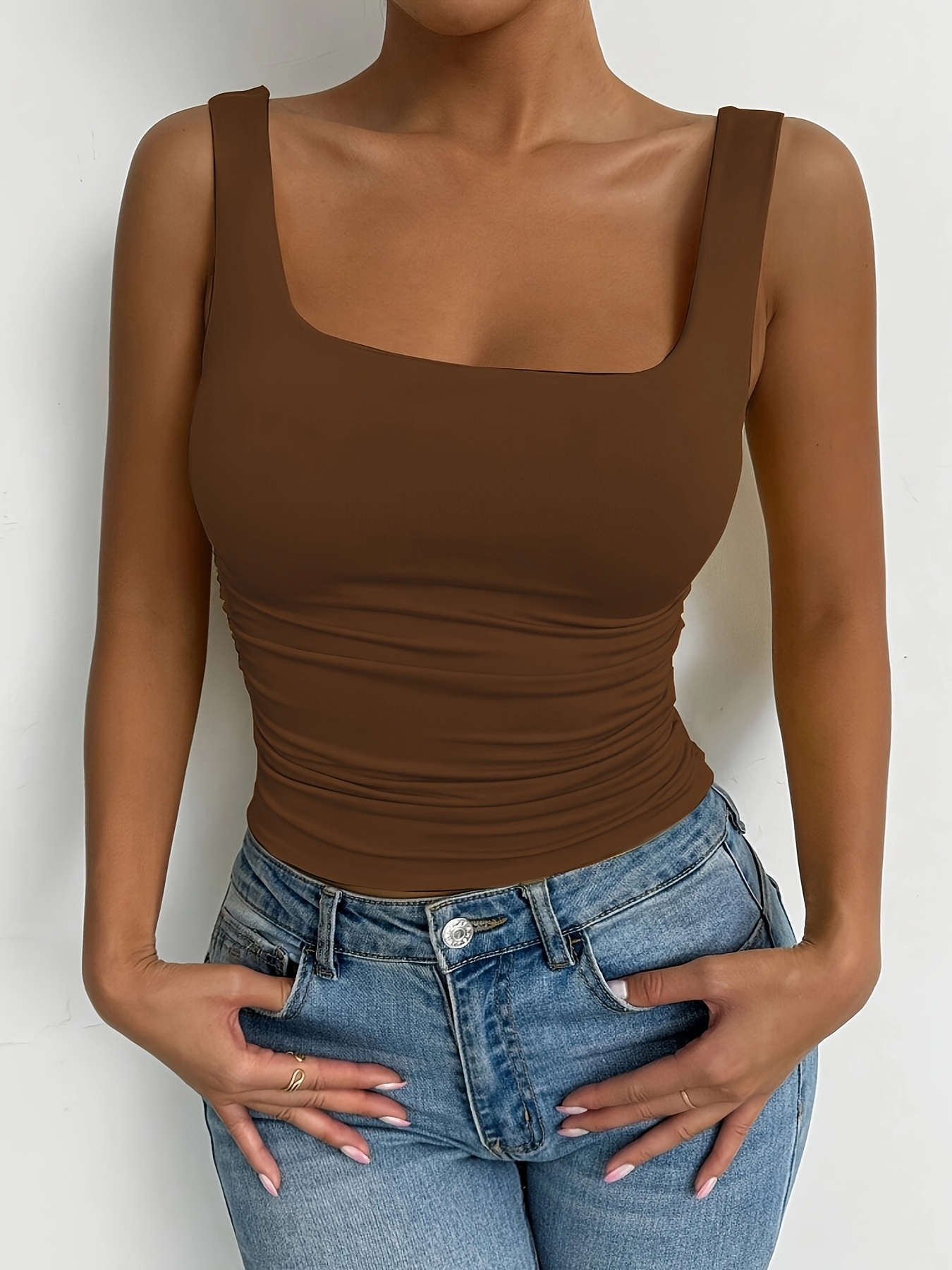 Women'S Red Strapless Tank Top - Skinny Fit, Sleeveless, All-Season, Sexy Style, Solid Color, Perfect for Casual Attire, Casual Attire Top|Strapless Fashion|Skinny Fit Top