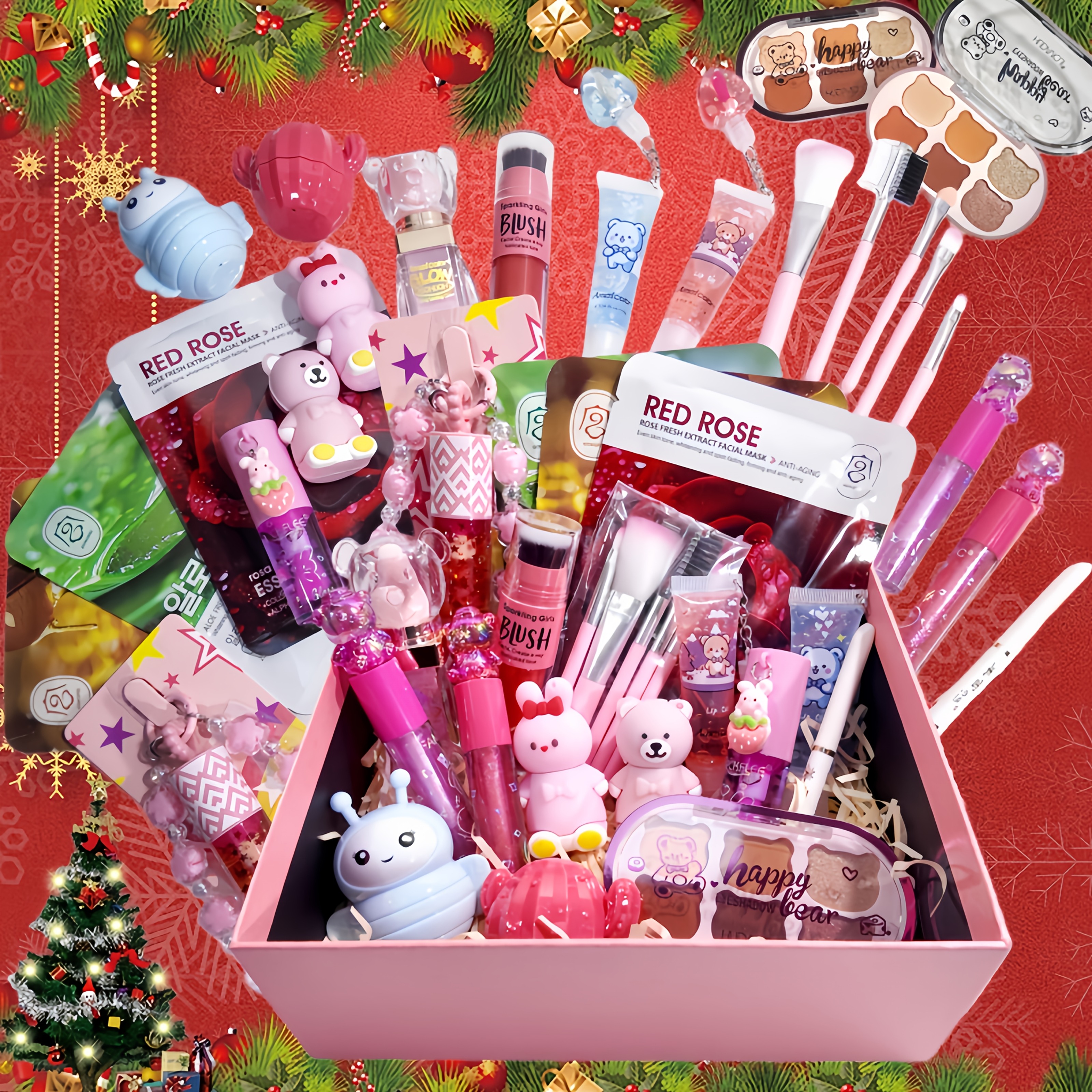 22pcs value packed in one cute bear makeup gift set blush - Temu