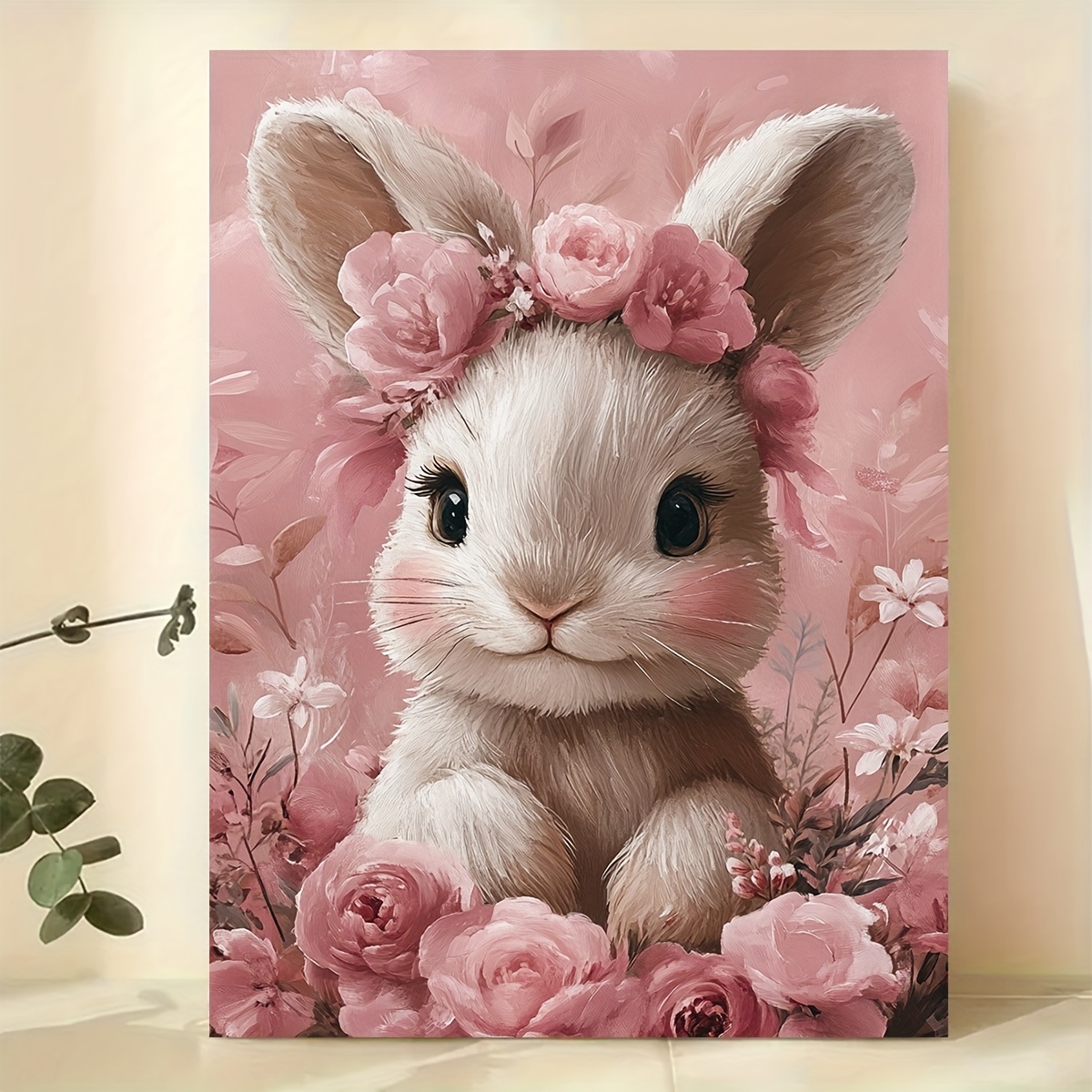 TEMU 2D Plat, 1 pièce, avec cadre, 12x16 pouces, Décor de chambre de bébé fille rose, Décor de chambre de bébé fille animaux de , Décor de chambre de