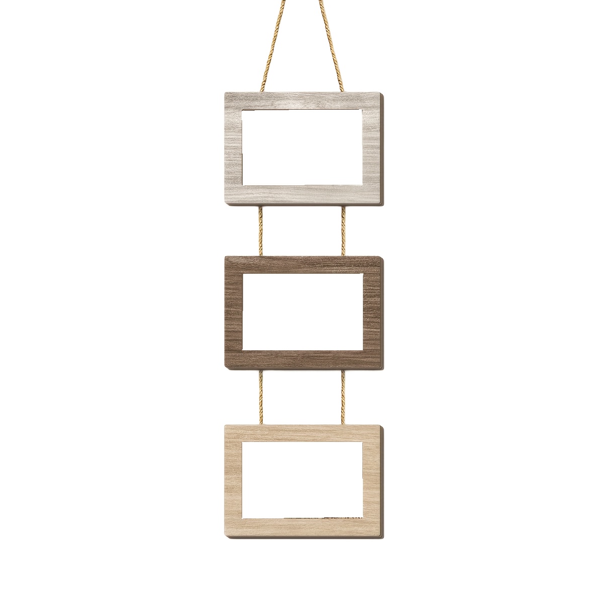 TEMU [2d Plane]1 Set Of Retro Art Deco Modern Vertical Photo Frame Combination - Wood Multi-photo Display Rack, With Wall Mount And Desktop Stand,