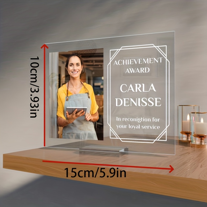 TEMU 2d Flat, Custom 2d Flat Plaque, 1 Personalized Custom Trophy Plaque - Custom Name And Award , Elegant And With A Sturdy Base - Suitable For