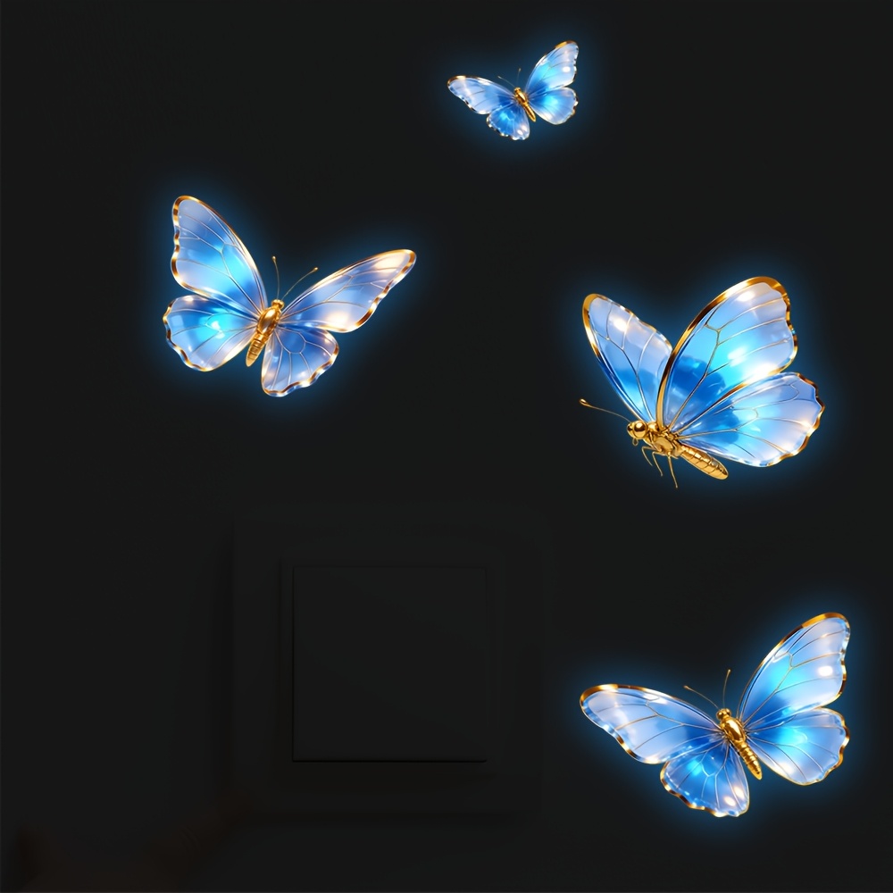 Luxury Night Light Blue Switch Sticker Home Wall Switch Decoration Luminous Self-adhesive Painting