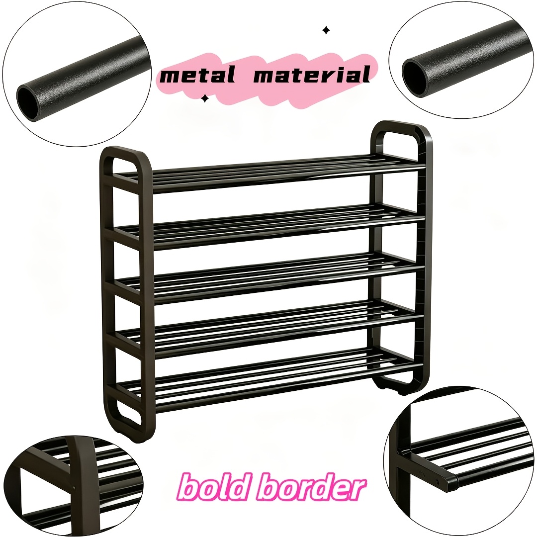 TEMU 5-tier Metal Extra Large Shoe Rack - Men's Shoe Storage Rack, Strong Load-bearing, High Quality, Large Capacity Storage Organizer Shelf, Shoe