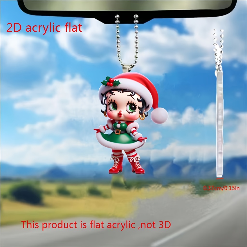 

1pc Christmas Cartoon Doll 2d Acrylic Hanging Ornament For Home, Kitchen Decor, Bag & Keychain Accessories, Ideal Holiday Gift