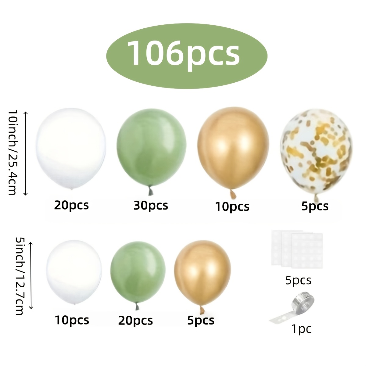 TEMU 106 Ballons en latex et blanc, or, Décoration sur le thème zoologique de et de , Décoration de fête d'anniversaire, Décoration de cadeau de