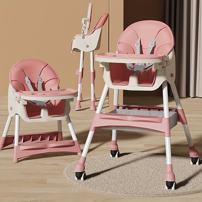 Cadeira Refeição Bebé Alta Cadeira de Jantar Dobrável com Rodas