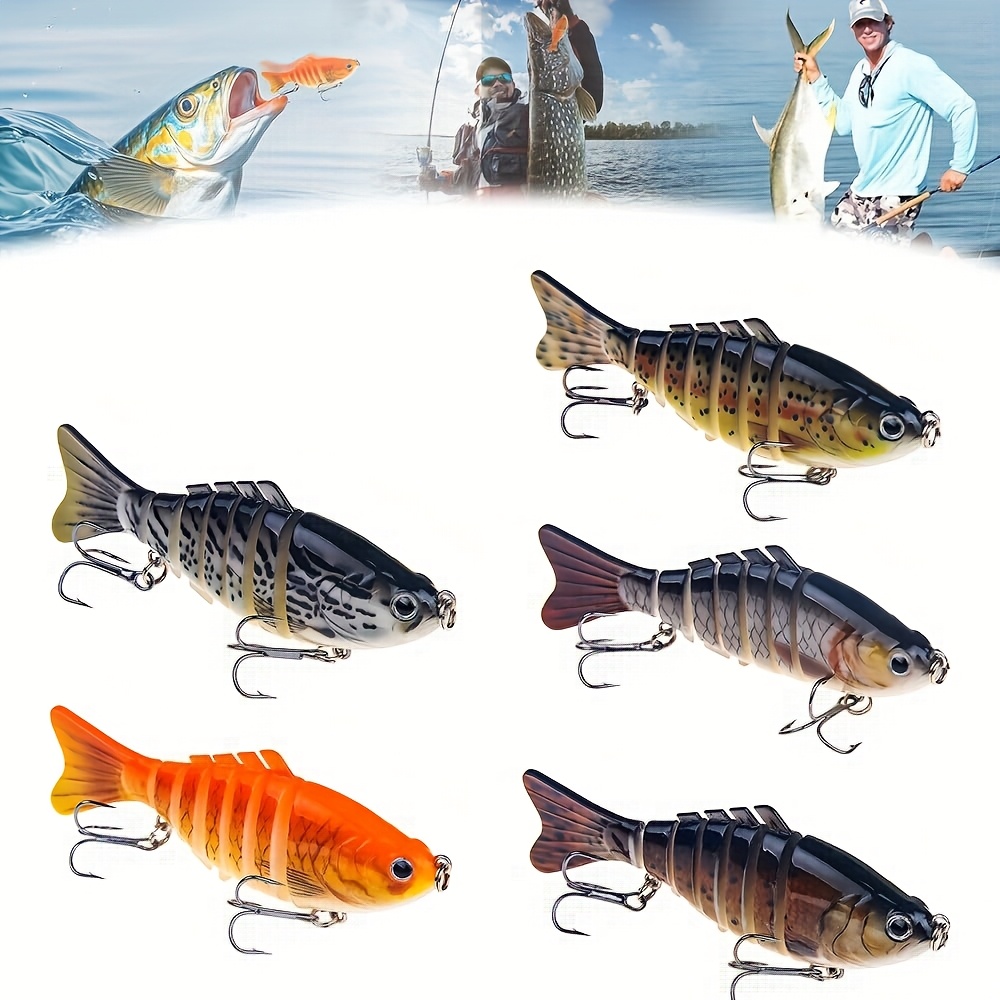 Led Fishing Lure USB Rechargeable Robotic Fishing Lure - LED Light Multi-Jointed Bass Lure With Treble Hooks Automatic Fishing Lure