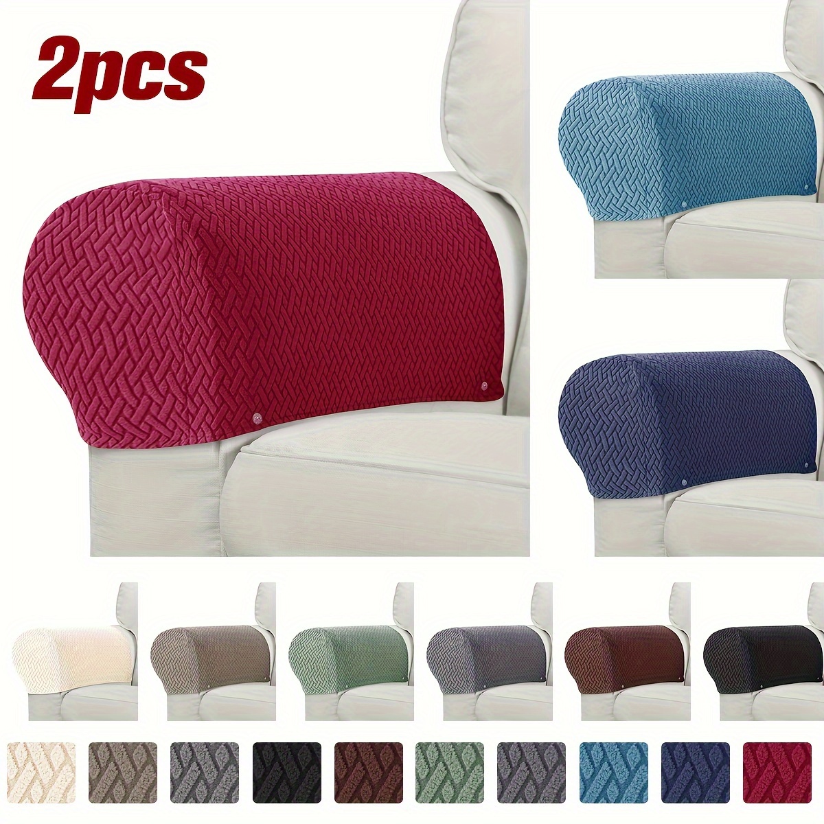 

Modern Jacquard Armrest Covers - 2pcs Stretch Polyester & Spandex Slipcover Set, Machine Washable, Slipcover-grip Design, Non-slip Furniture Protector