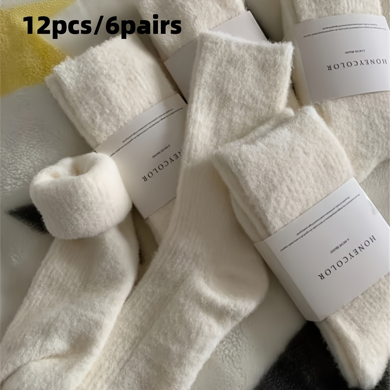TEMU 6-pair Cashmere Socks: Luxurious For . Soft Cashmere Sleep Socks With A Calf-length Design That Fits And . Ideal For Pregnancy, Postpartum,