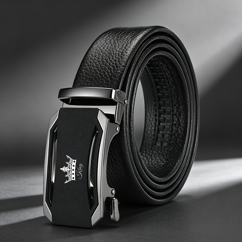 TEMU Men' Pattern Simple Automatic Belt, Casual , Versatile For Jeans And Casual Pants, Breathable And Not Stuffy, Quick To Put On And , Ideal For