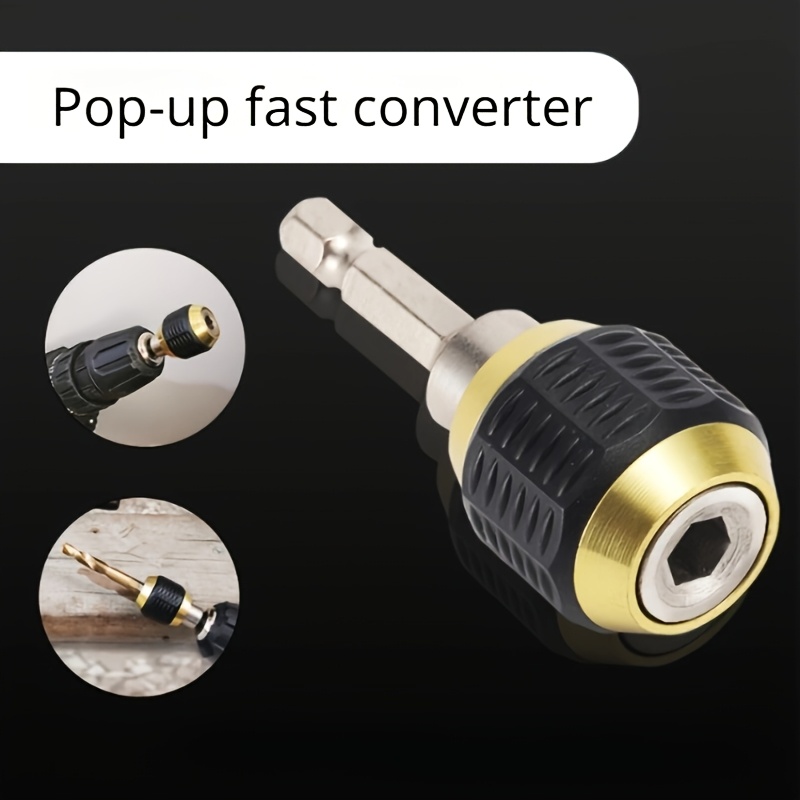 TEMU Adaptateur Rapide Pop-Up à Queue Hexagonale - Livré avec une Tournevis, Embout de Ressort de Connexion Auto-Bloquant à Queue Hexagonale,