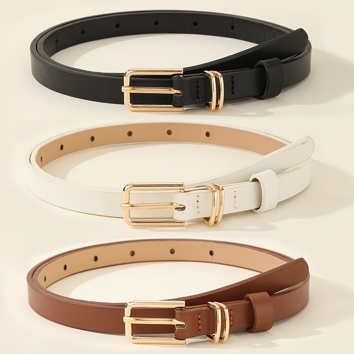 TEMU 1/3pcs Set Simple And Elegant Women' Belts, Classic Versatile Solid Color Belts, Fashion Belts, Preppy Style Belts, Trendy Belts For Trousers,