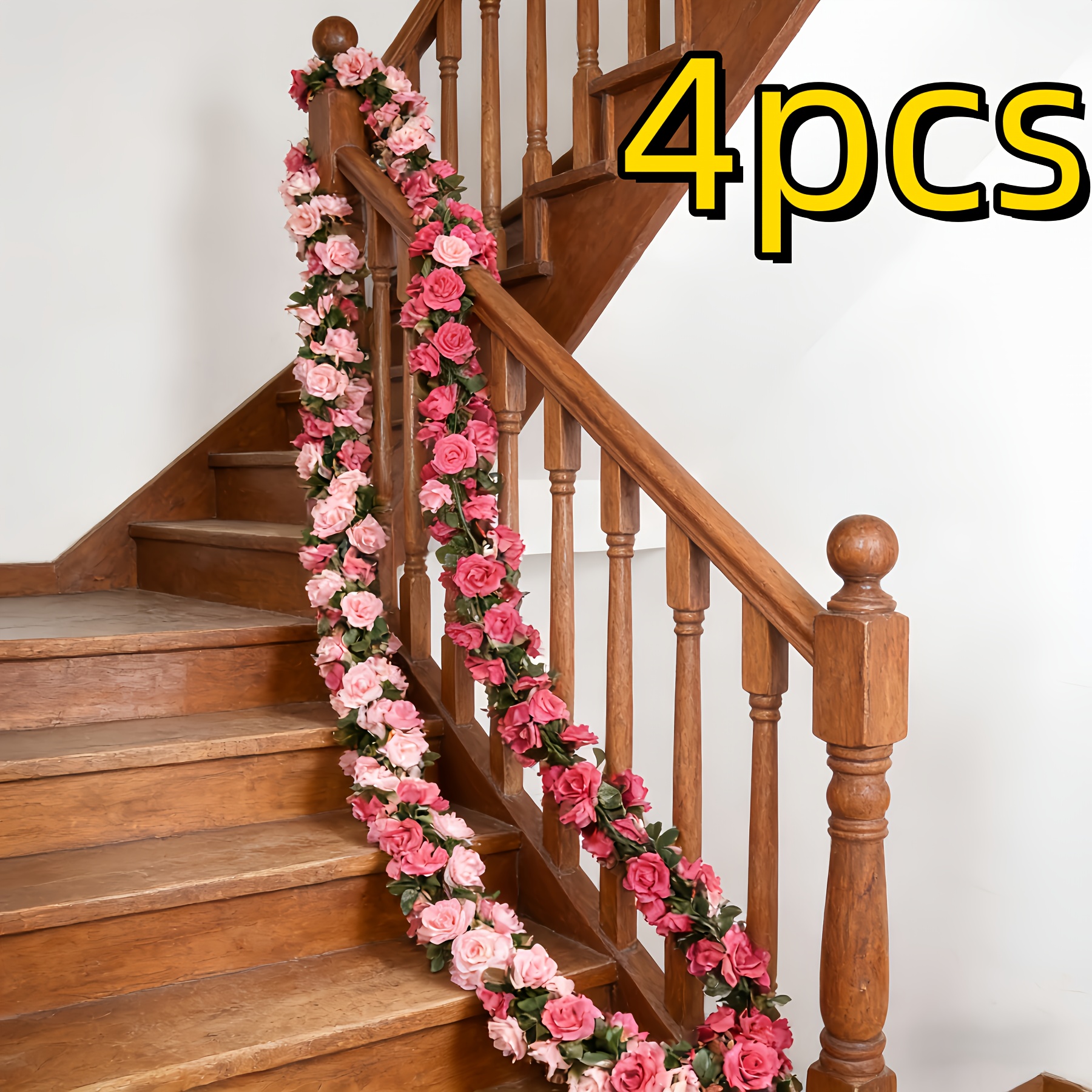Artificial Rose Vine For Balcony And Living Room Wall Decoration, Extended 94.49-inch Fake Flower Vine For Railing And Ceiling Wrap, Romantic Atmosphere Floral Wall Decor