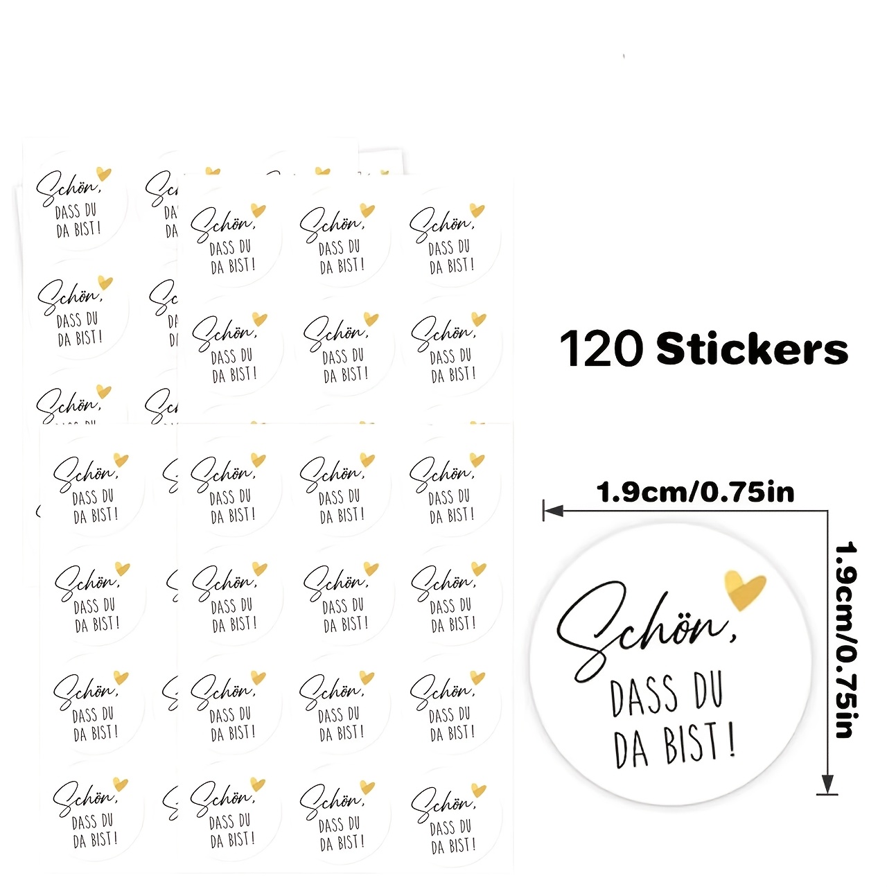 120pcs Thank You Theme Round Stickers, Heart-shaped Embellishment , Suitable For Gift Tags, Gift Bags, Gift Boxes, Party Favors, Etc., Conveying Gratitude
