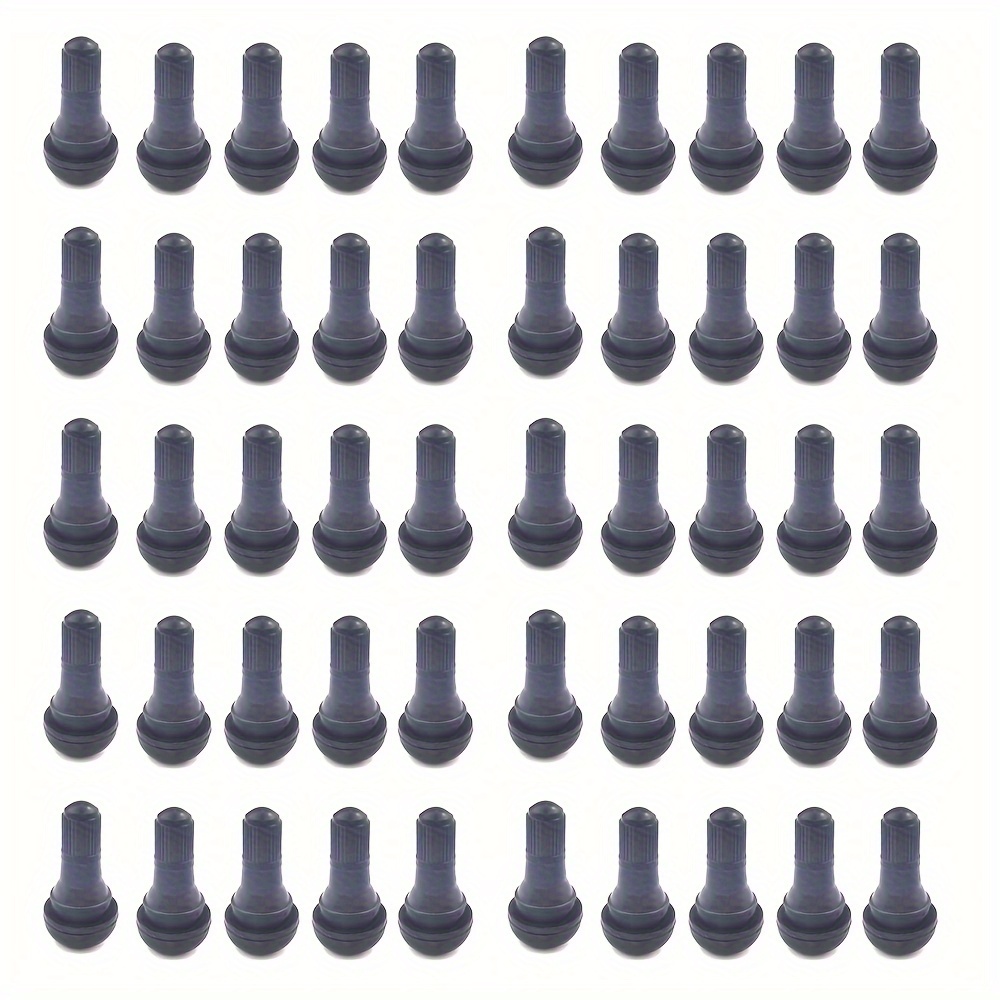 TEMU 50pcs Tr412 Snap-in Short Black Rubber Tire Valve Stem For Tubeless 0.453 Inch 11.5mm Rim Holes On Standard Vehicle Tires
