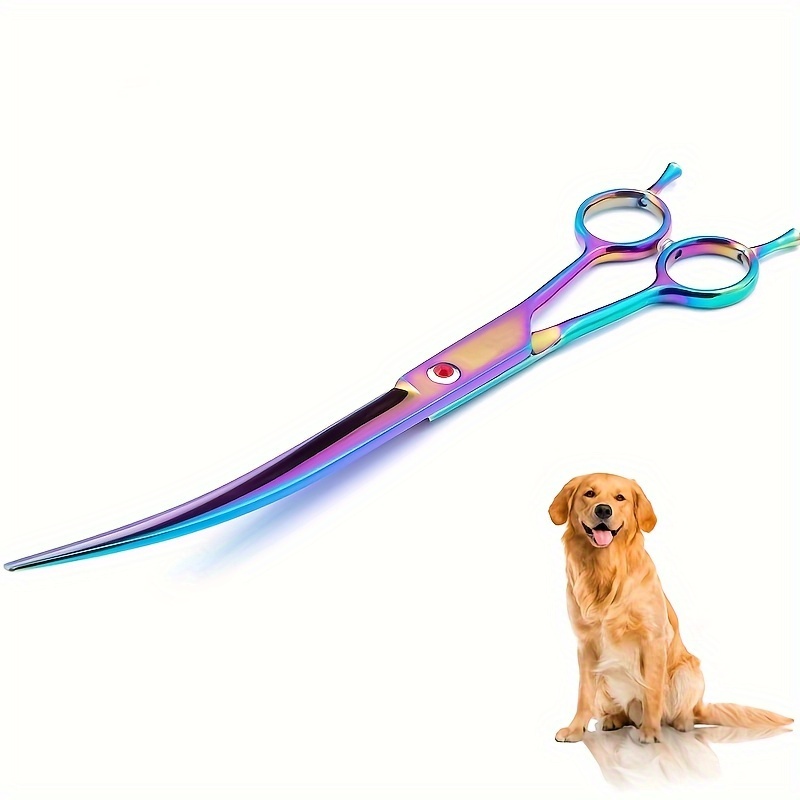 

8.5-inch Colored Curved Scissors For Pet Grooming, Dog Hair Trimming Scissors