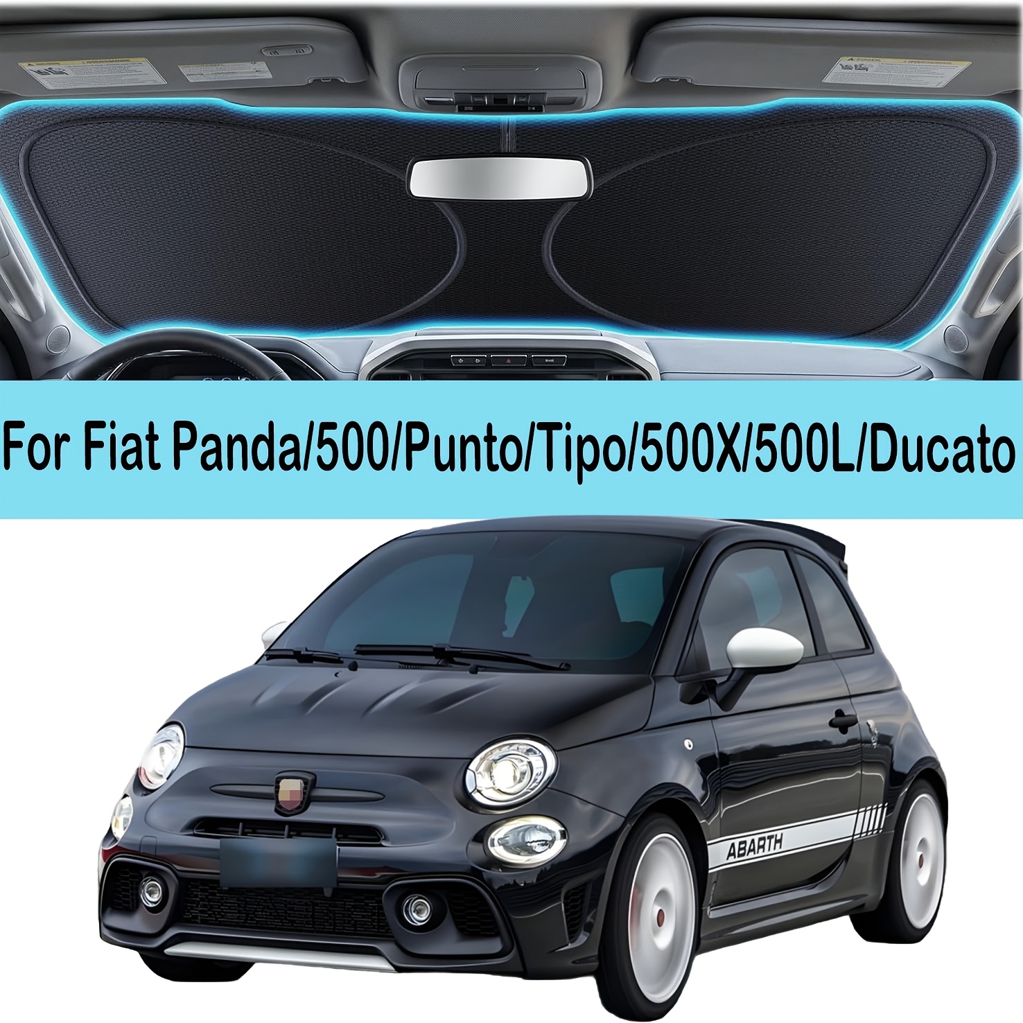 TEMU Windshield Sunshade For /500/punto/tipo/500x//ducato, Foldable Car Windshield Sunshade, Blocks 99% Uvr And Your Vehicle Cooler Protects Car