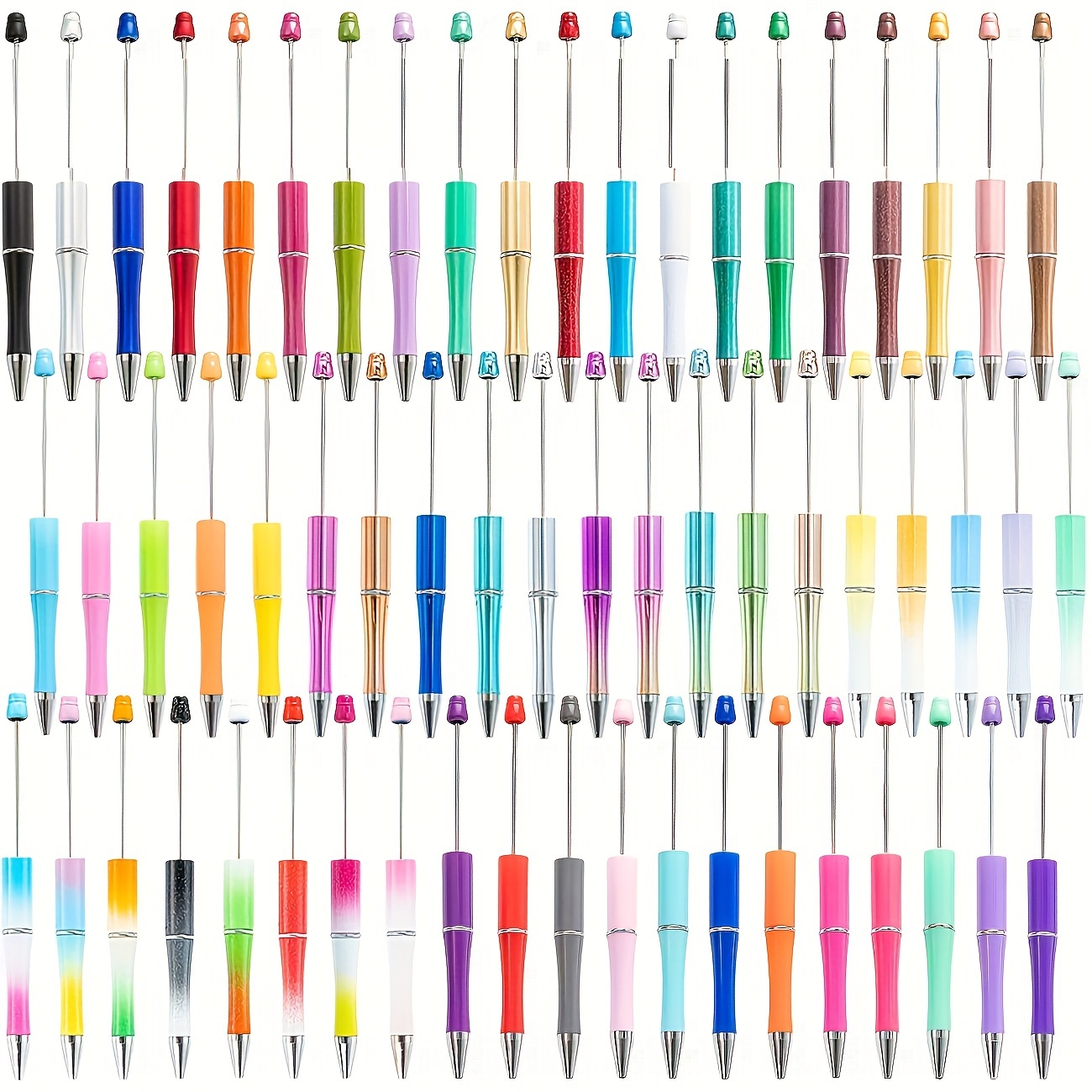 

36-pack Diy Beadable Ballpoint Pens - Assorted Colors, Black Ink - Perfect For Office & School Supplies