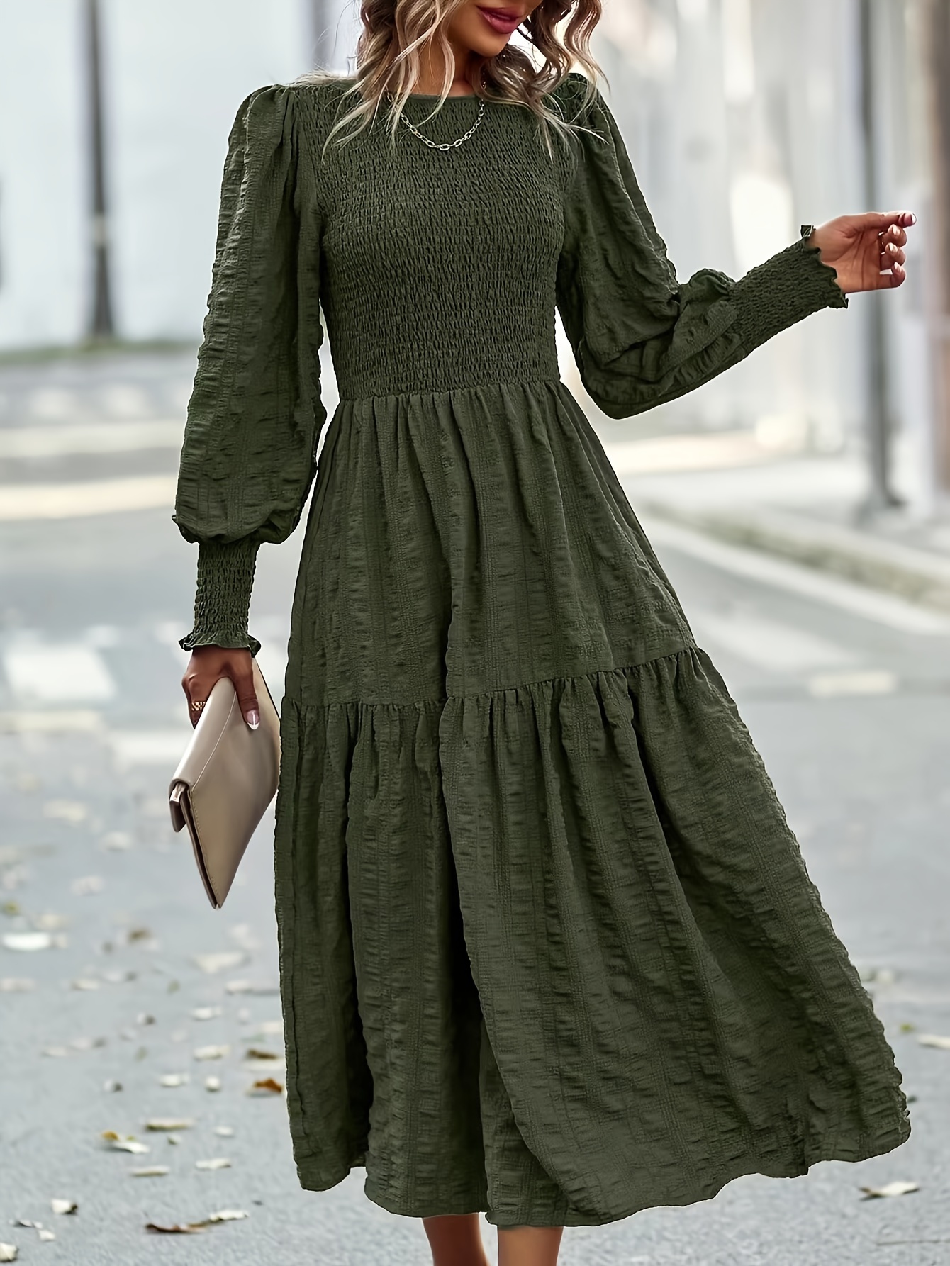 Olive green dress outlet casual