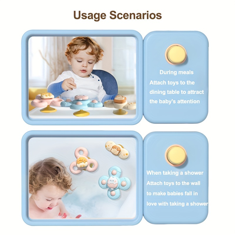   suction cup spinner toy educational twist and play bath toy bpa free plastic non battery operated chewable for infants and toddlers 0 3 years old details 9