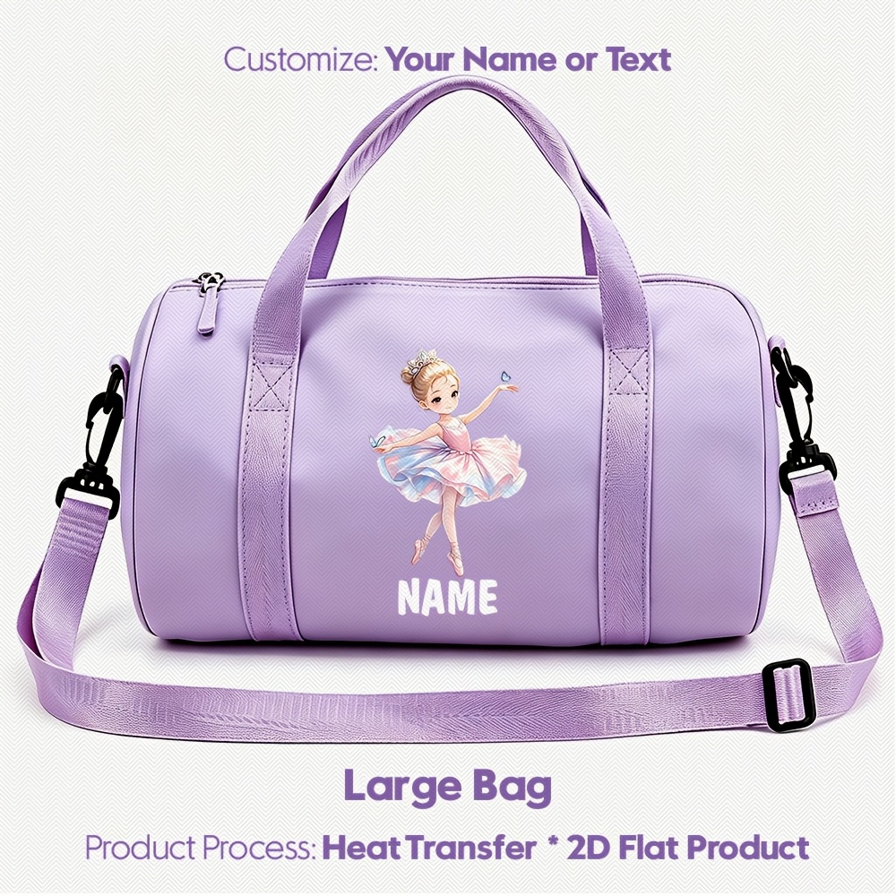 TEMU Personalized Custom Name Ballerina Duffel Bag Suitable For Gym, Dance, Travel - Preppy Bag With Ballerina Print, Adjustable Strap & Spacious