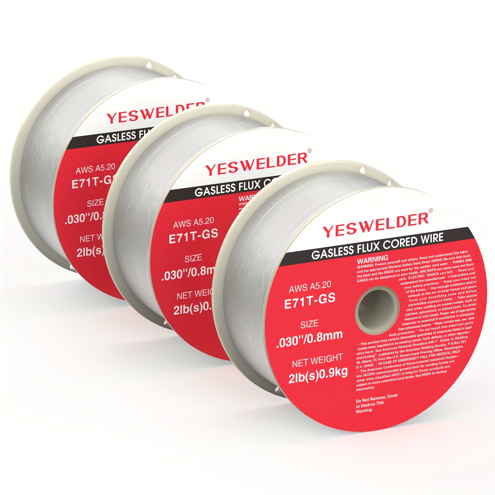 

Yeswelder Gasless Flux Core Mig Wire, Mild Steel E71t-gs 030''/035''-diameter, 2-pound Spool, 3-packs
