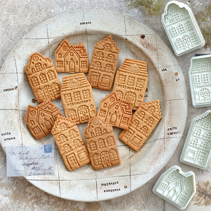 

Ensemble d'emporte-pièces pour maison en pain d'épices de Noël - Cottage nordique de dessin vintage Moules à biscuits de bricolage pour la cuisson d' et de Noël