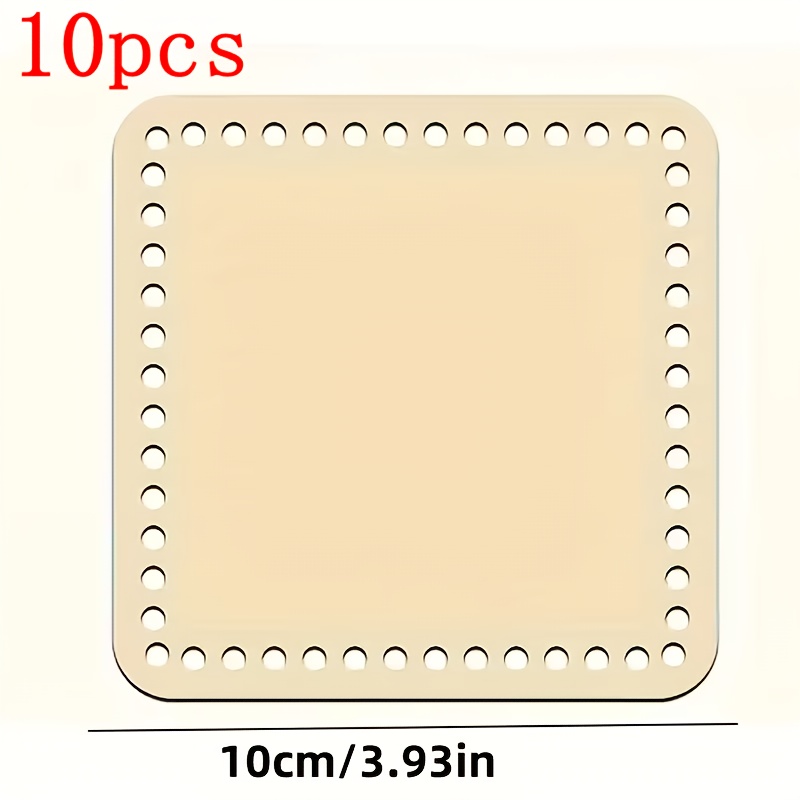 TEMU 10pcs Square Wooden Crochet , 10cm X 10cm/ 3.9in X 3.9in, With Perforated Craft Bottom, Ideal For Projects, Smooth High-quality Wooden Weaving