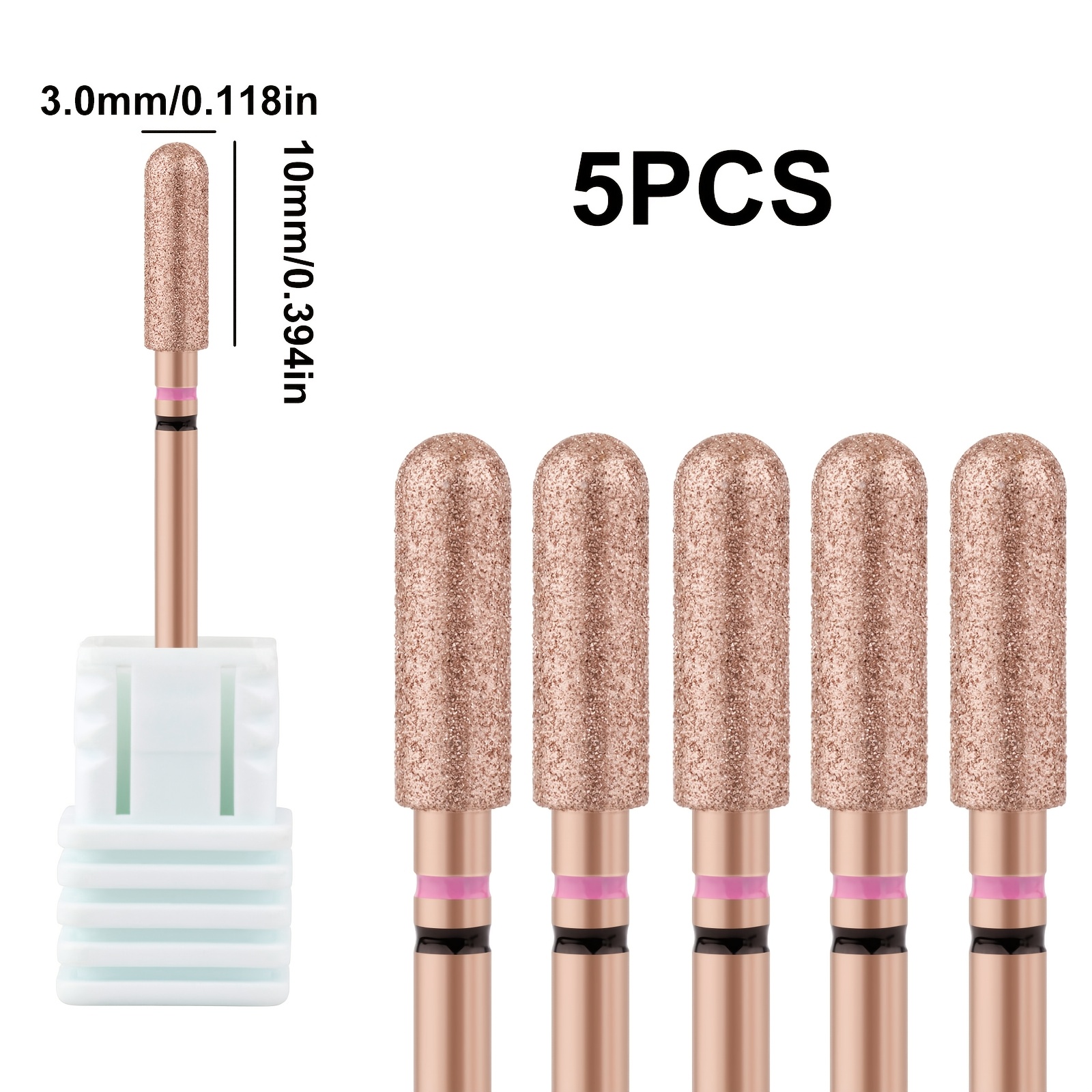 TEMU 1/2/3/5 Stk. Professionelle roségoldene Nagelfräser-Bits – Präzisions-Maniküre & Entferner (2, Schaft)