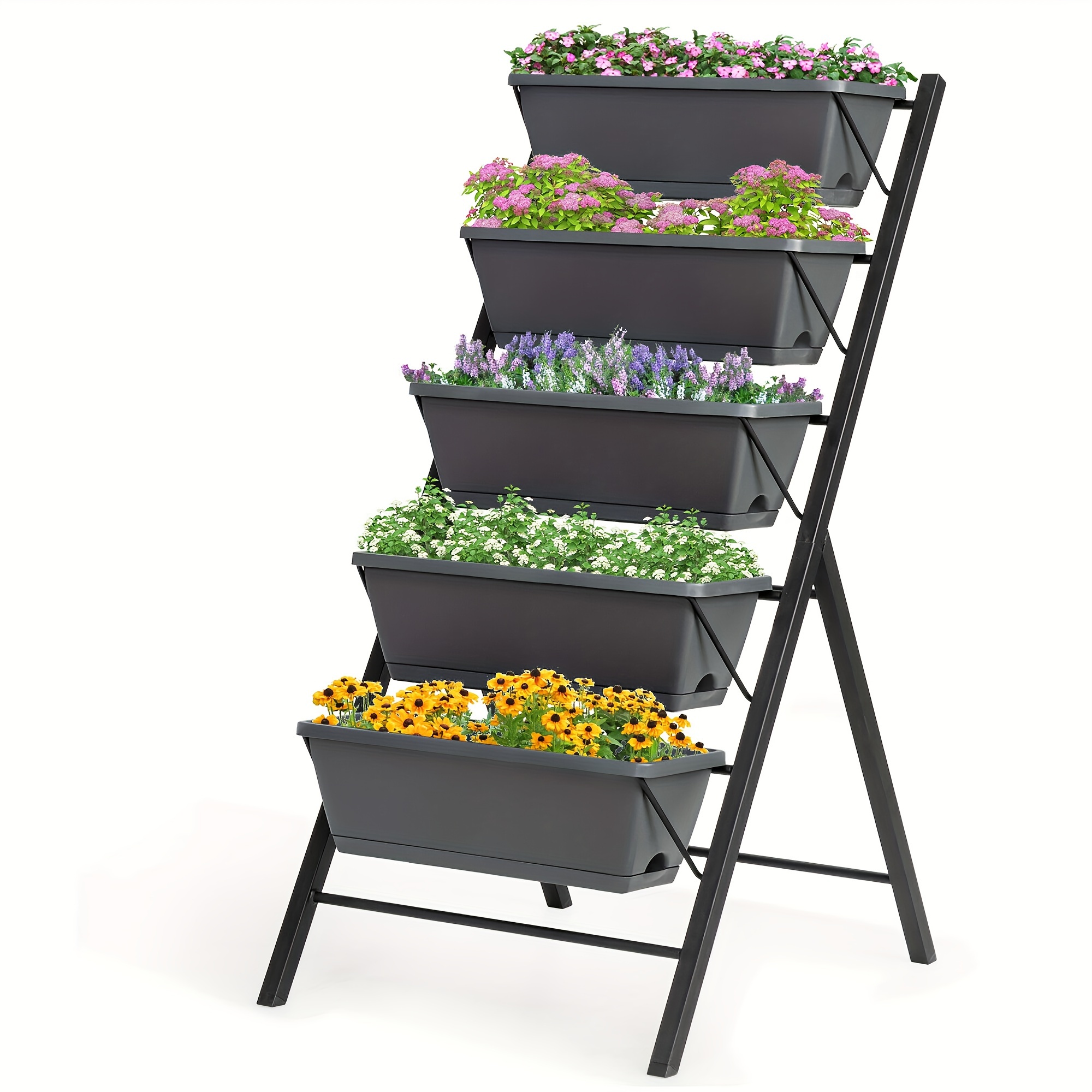 

Costway 4ft Vertical Raised Garden Bed, 5-tier Planter Box For Patio Balcony Flower , | Multiplant Organizer | Planter Box, Flower Planters For Outside