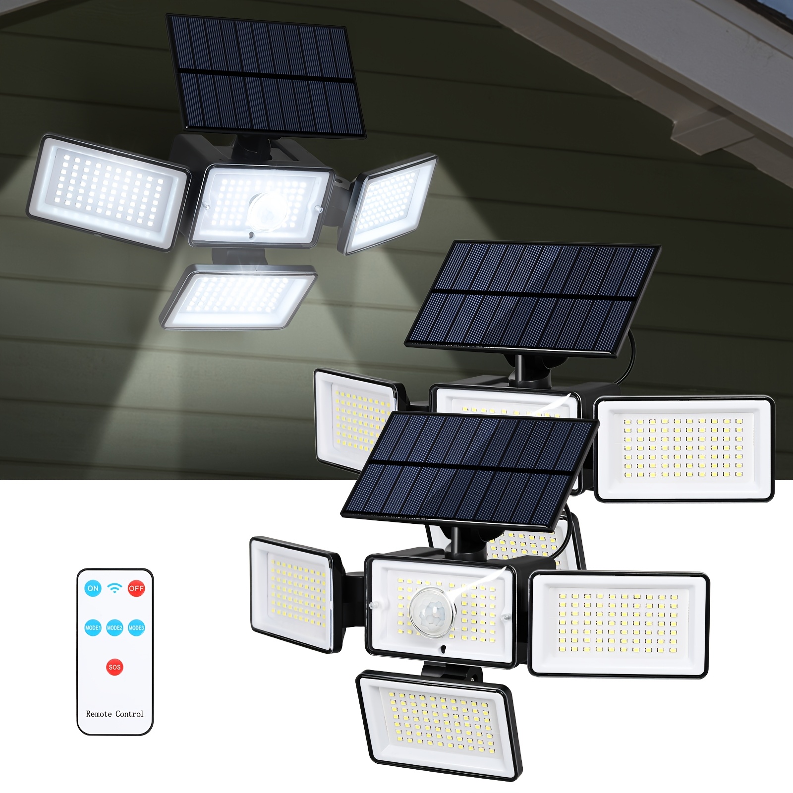 

2/4pcs 288led Solar Motion Sensor Outdoor Light, , 4 Adjustment , Adjustment, Remote Control, For Camping, Garden, Landscape Lighting