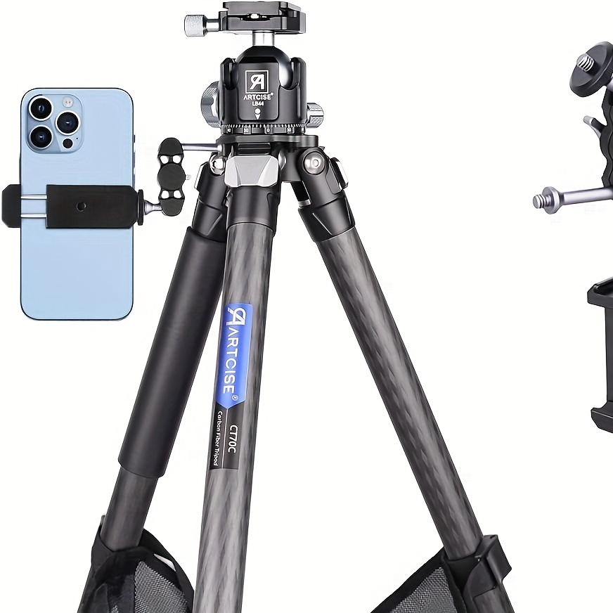 Image of Carbon Fiber Tripod With 44mm Low Profile Ball Head And Stone Bag Artcise Heavy Duty Travel Camera Stand For Dslr Camcorder, 45lbs (extra Gift: Stone Bag, Magic Arm, Phone Clip)