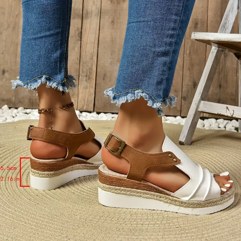 womens colorblock casual sandals ankle strap comfy platform shoes versatile summer wedge shoes details 9