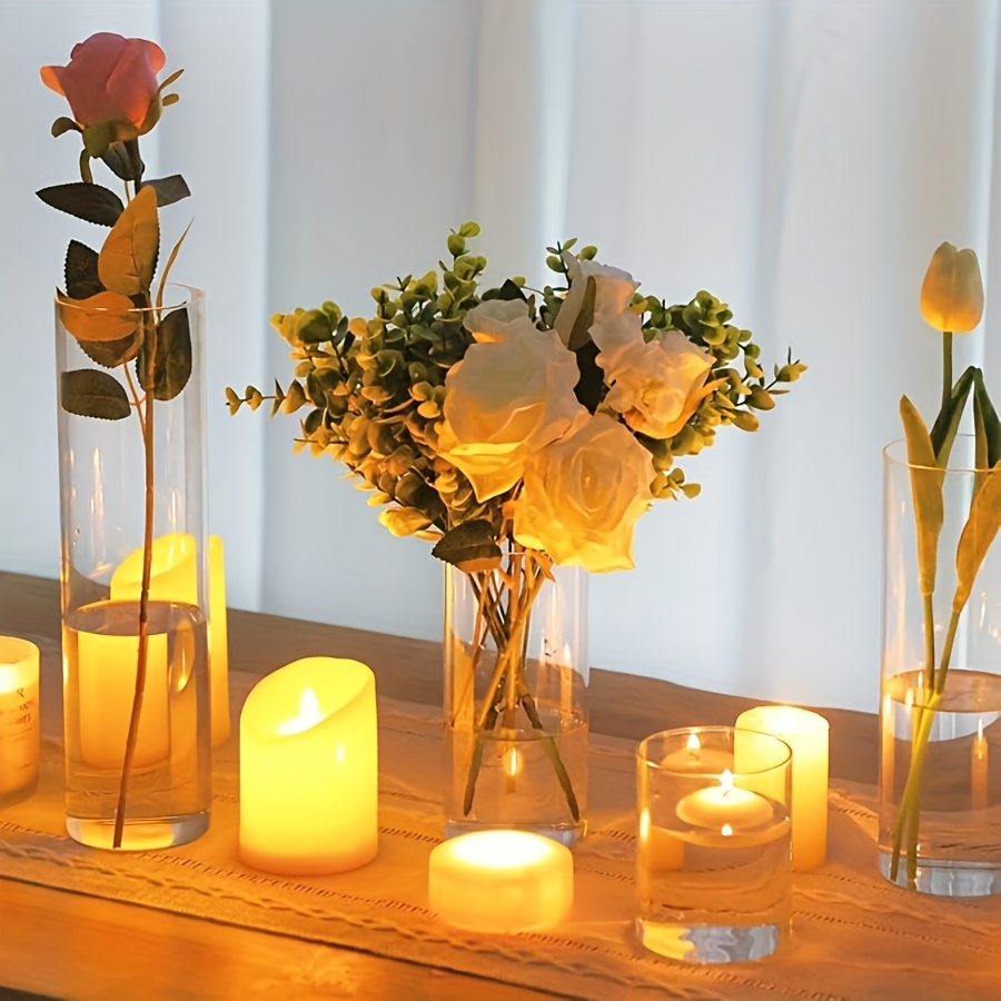 24pcs Glass Vase Set for Table Centerpiece, Modern Candle Holders