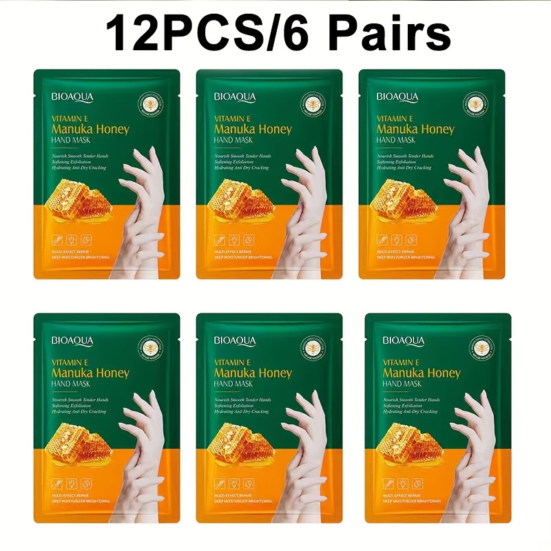 Image of 12pcs/6 Pairs Vitamin E And Mango Mask- Deep Moisturizing, Brightening& Softening Dry Light Beige| 1.18oz Per Bottle, With Squalane And Honey, Ideal For Autumn& Winter Care