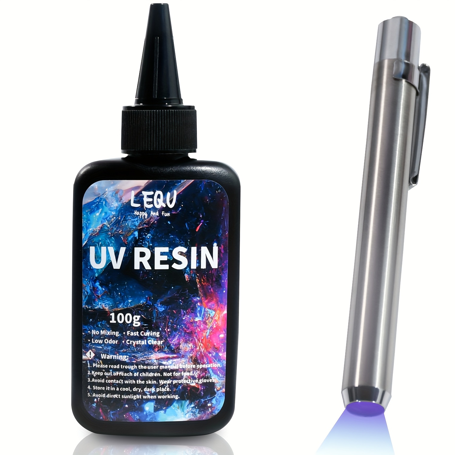 TEMU 100guv Glue Resin Set With Light, Quick Drying Suitable For Beginners, Second-level Bonding And, 30g/ 1-ounce Transparent Glue With Pen-shaped