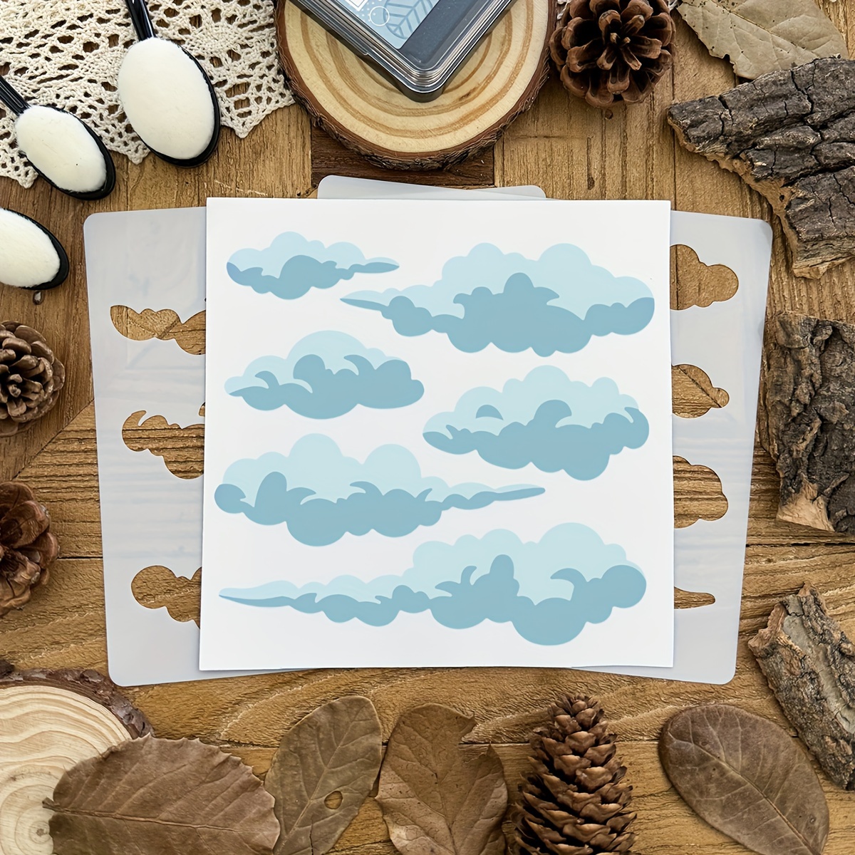 

2pcs Lovely Layers Sky Clouds Nature Stencils For Diy Scrapbook, Painting, Embossing, Plastic Template Set 6x6 Inch