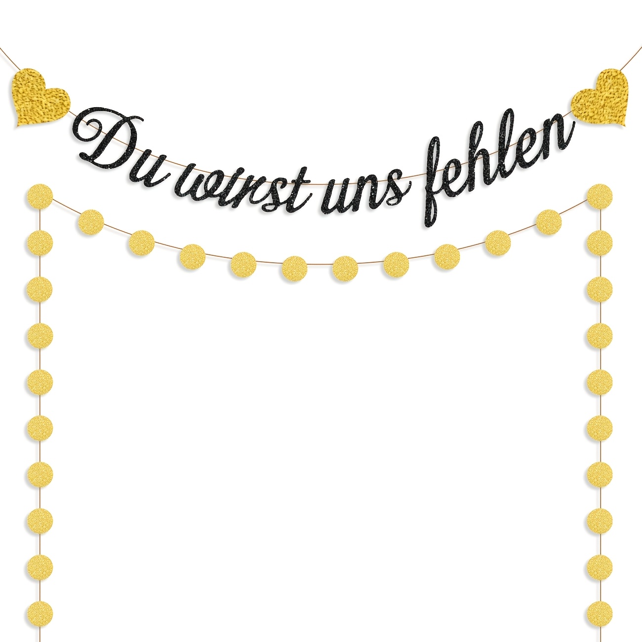 Farewell Party Decoration Garland, Glitter " " Banner In Black And Golden, Retirement Decoration Banner For Farewell Party, Graduation Decor, Colleague Job Change Decor, " " Decoration