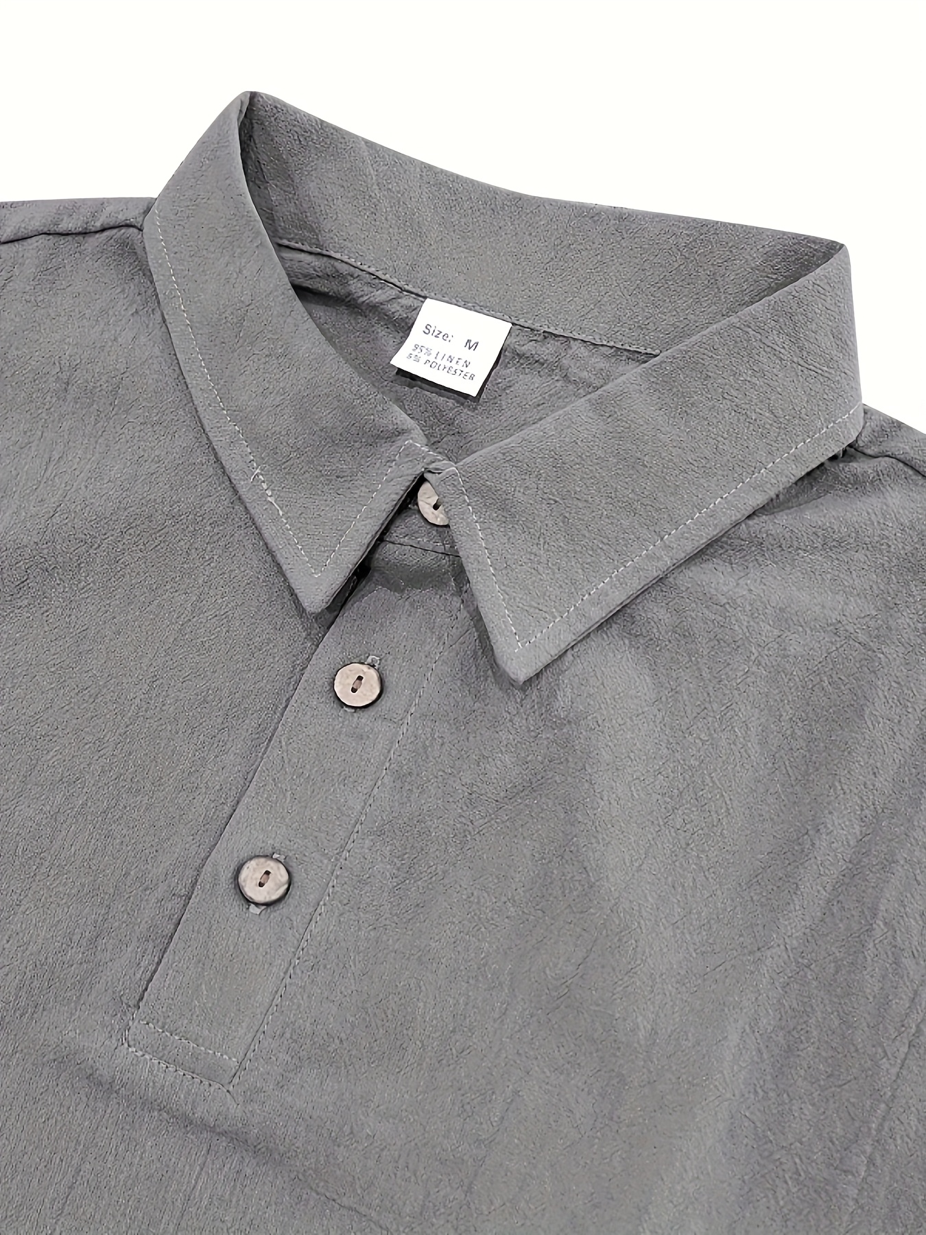 Men's Linen Short Sleeve Shorts Set, Summer Outdoor Sports Casual Breathable Short Sleeve Shirt with Shorts