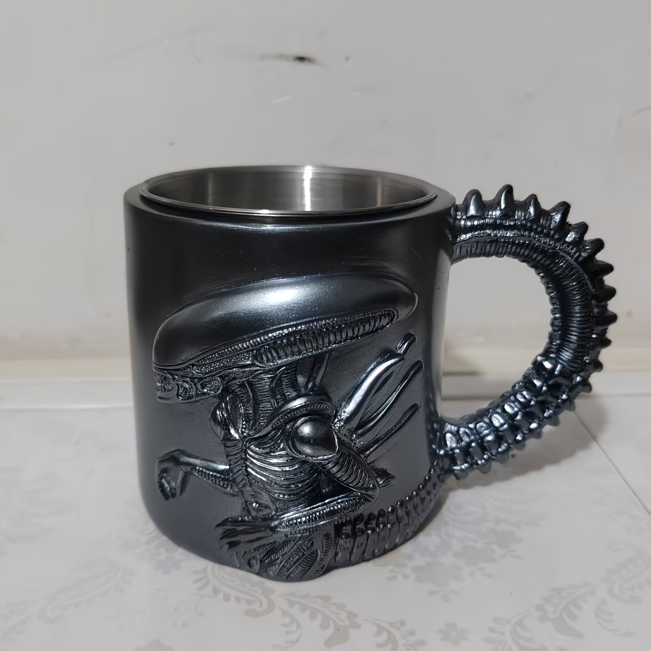 1pc   themed stainless steel tumbler with intricate skull skeletal design   halloween christmas easter thanksgiving fathers day ideal gift for     fans reusable multipurpose cup ideal for coffee or tea unique gift item   themed cup detailed design coffee mug details 3