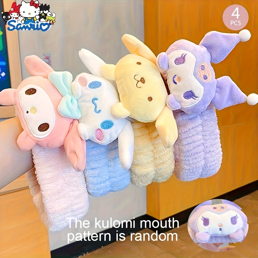Image of 4pcs Cute Cartoon Women's Facial Headband Headband, Kuromi, For My Melody, Cinnamoroll, Pom Pom Hair Tie, Perfect Birthday Gift, Holiday Gift
