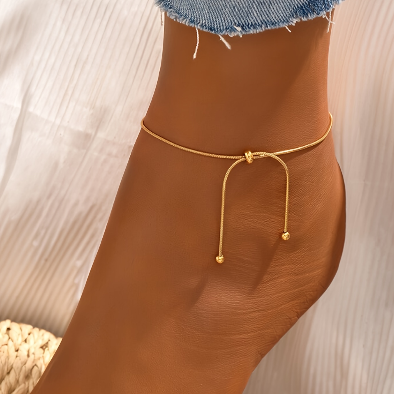 

A Trendy Drawstring Ankle Bracelet For , A Simple Ankle Accessory