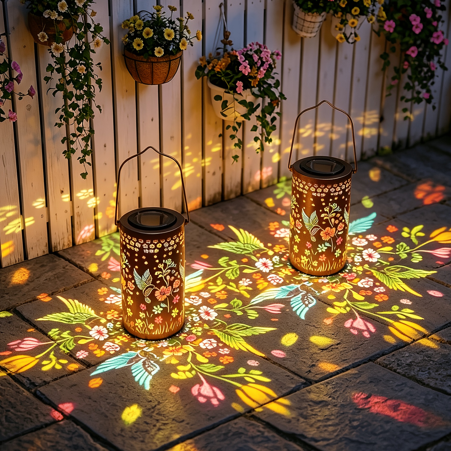 TEMU 1/2pack Colorful Sunflower Solar Lanterns Ip65 Outdoor, Gifts For Women Mom Sister Grandma - Led And Hummingbird Solar Lights Metal Hanging