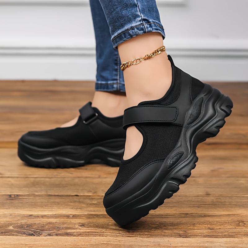 fashionable casual black round toe thick soled flats for women new for summer 2025   pairing with skirts elevating mary jane shoes Product details 5